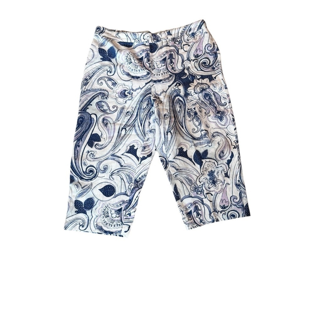 Chico’s Linen Paisley Capri Pants | Coastal Grandmother | Quiet Luxury A46